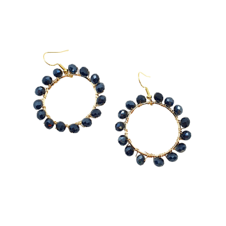earrings circle with copper wire black